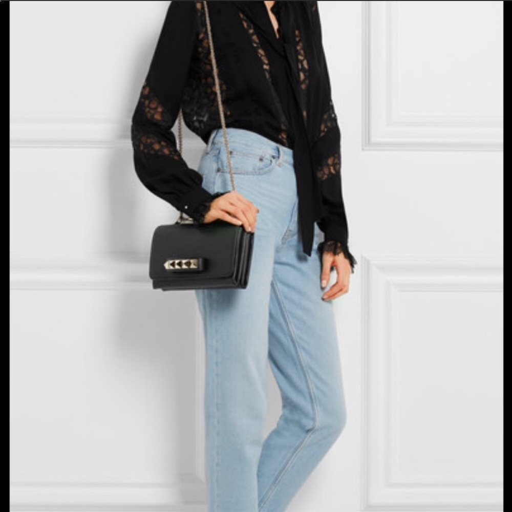 Valentino Black Leather Rockstud Va Va Voom Clutch